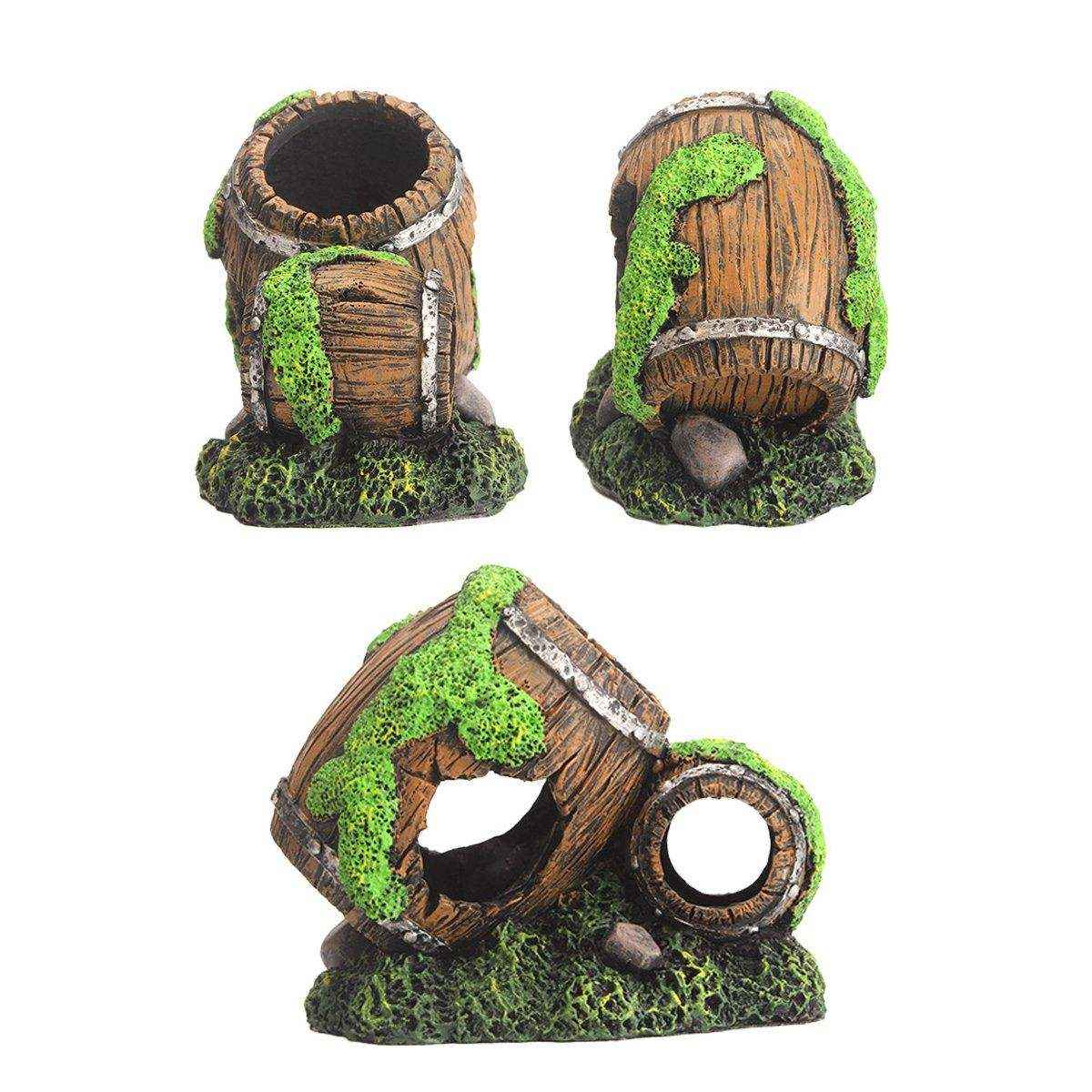 Resin Wine Barrel Aquarium Decoration