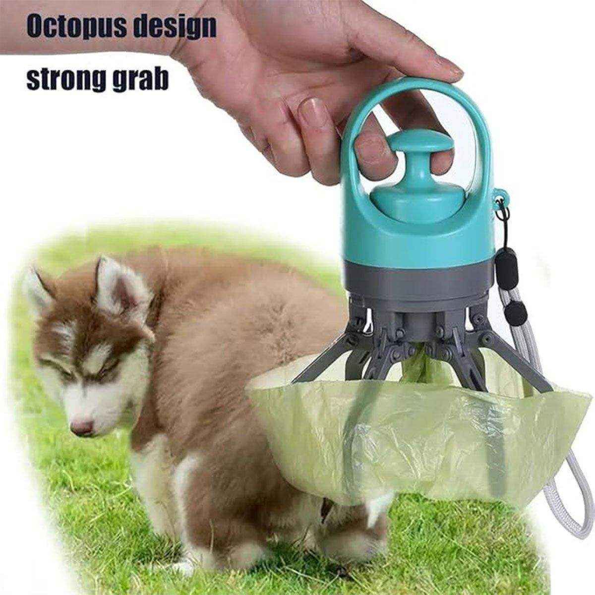 Pet Toilet Picker Portable Six-claw Shovel Excrement Clip Excrement Picking Garbage Bag Dispenser
