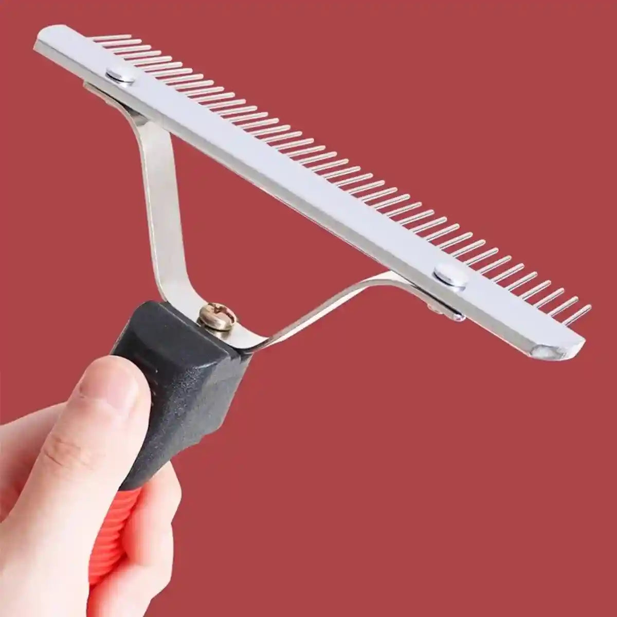 Large Dog Grooming Rake Comb Pet Hair Brush with Rubber Handle Knot Remover