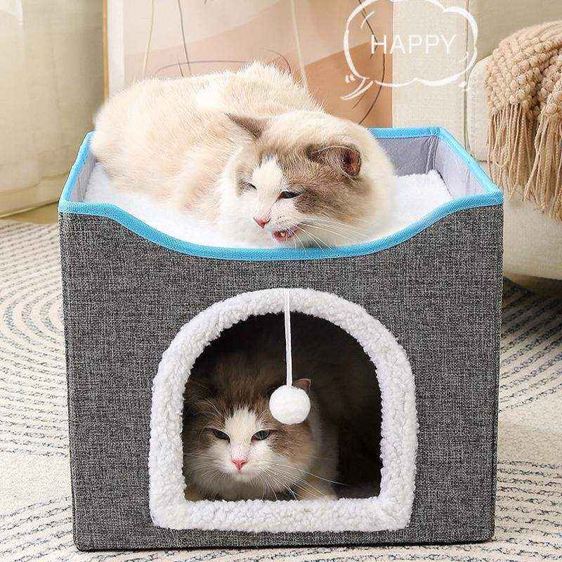 Foldable Cat Bed With Scratching Board 3 Colours