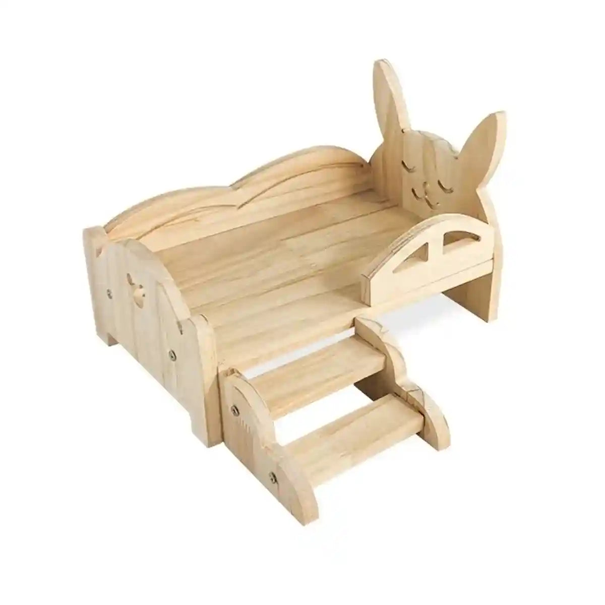 Solid Wood Rabbit Bed with Ladder Durable & Stylish Design