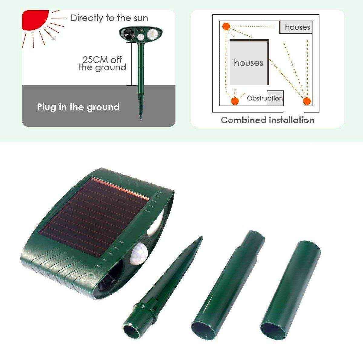 Outdoor Solar Ultrasonic Animal Repellent Rat Bird Infrared Flash Repellent