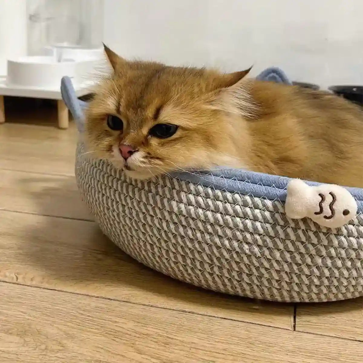 Hand-Woven Cattail Cat Nest with Scratch Board