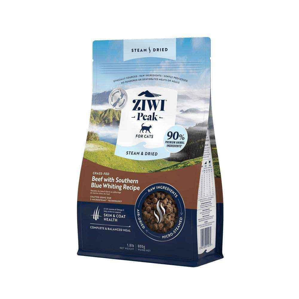 Ziwi Peak Steam Dried Cat Food Beef with Southern Blue Whiting