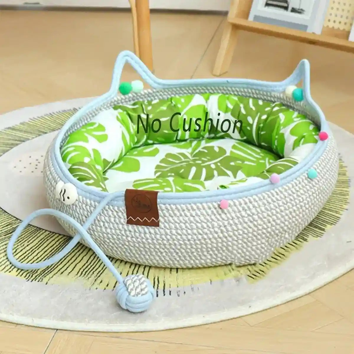 Hand-Woven Cattail Cat Nest with Scratch Board