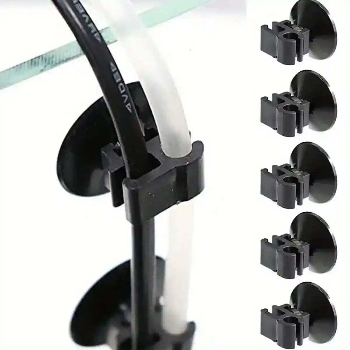 10X Black Heater Double Buckle Suction Cup Sucker Clip Holder Fish Tank Aquarium