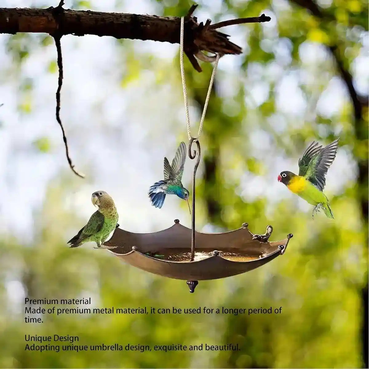 Metal Home Decoration Garden Umbrella Bird Bath Feeder Bird Trough Bird Feeders