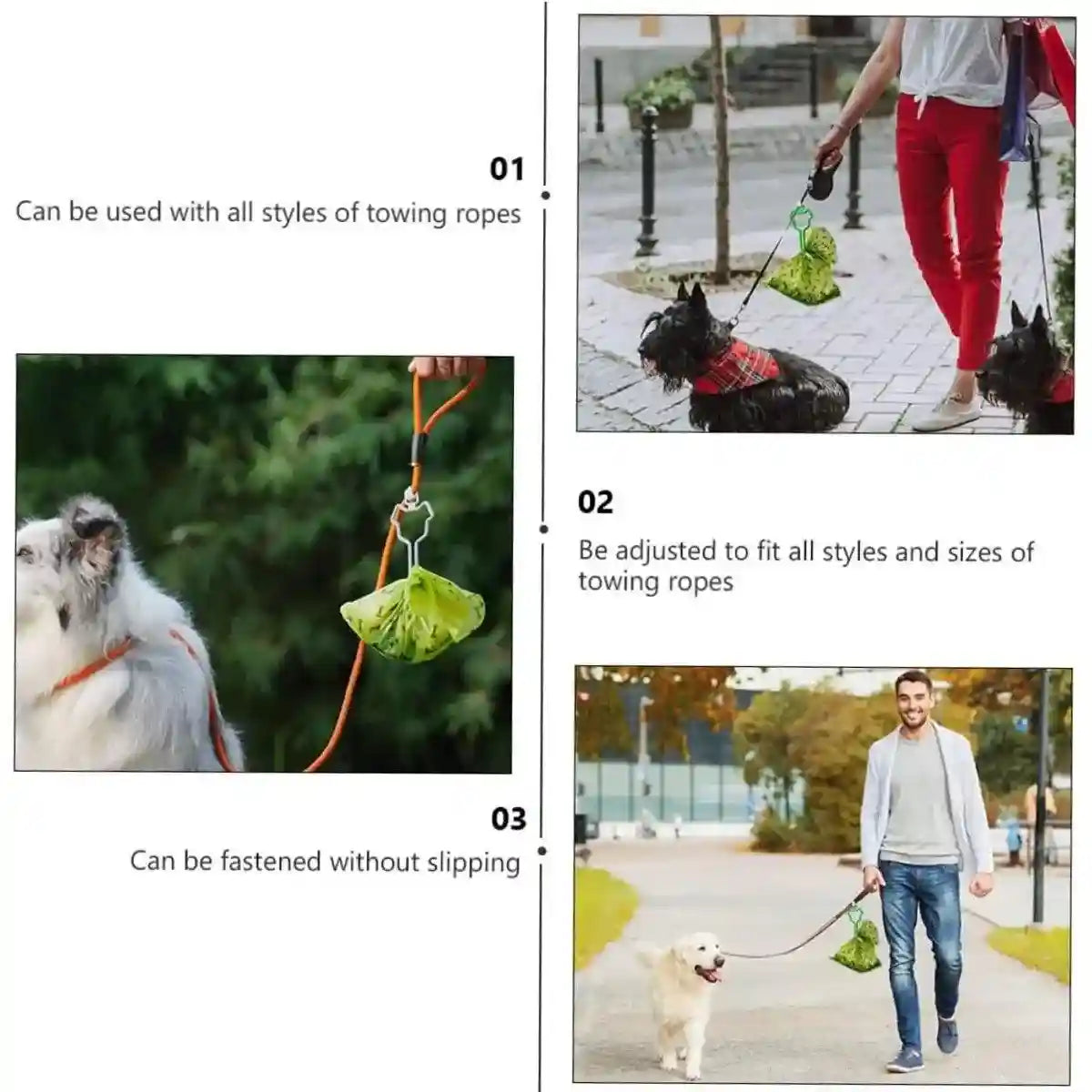 2X Leash Attachment Dog Poo Bag Holder Waste Bag Carrier Large Bearing Capacity