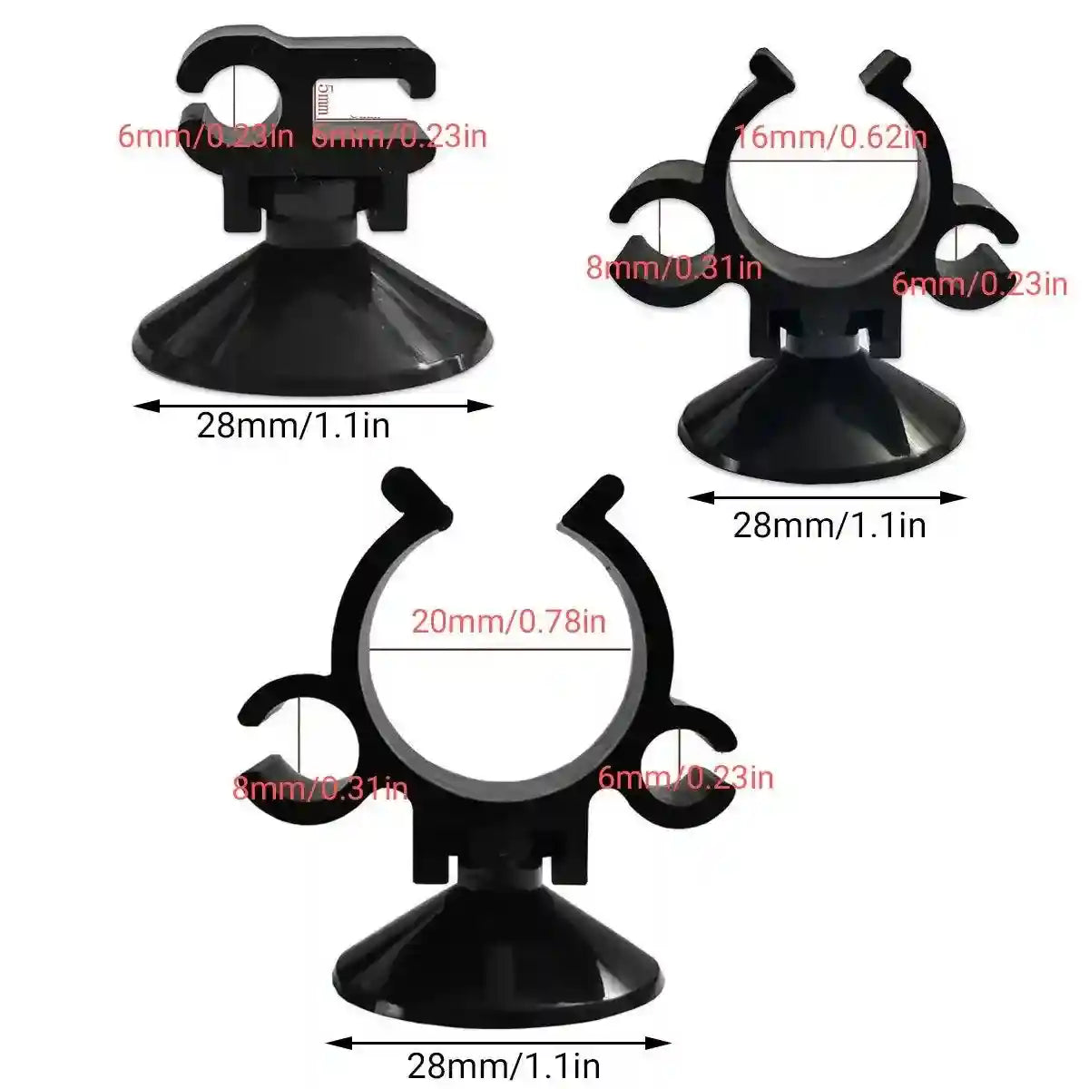 10X Black Heater Double Buckle Suction Cup Sucker Clip Holder Fish Tank Aquarium