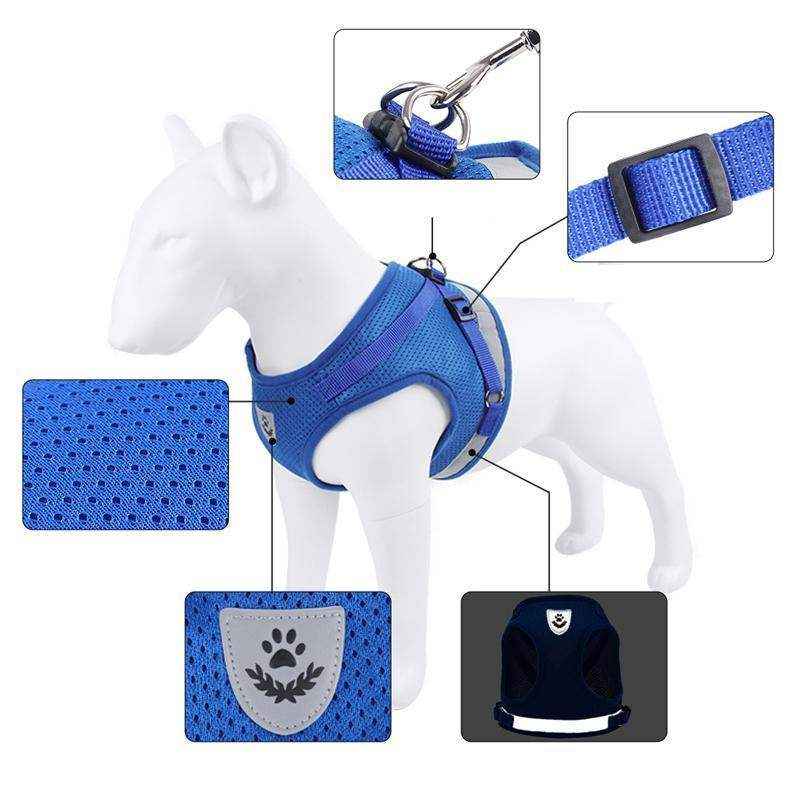 Reflective Dog Cat Pet Harness Leash Puppy Soft Adjustable Vest Mesh Clothes