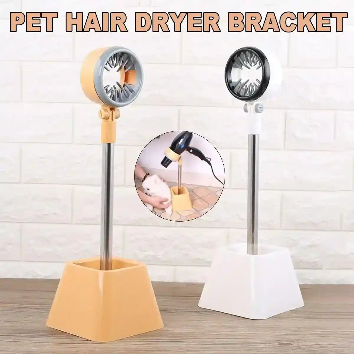 Pet Hair Dryer Holder Hands Free Dog Drying Rack Adjustable Grooming Bath Stand