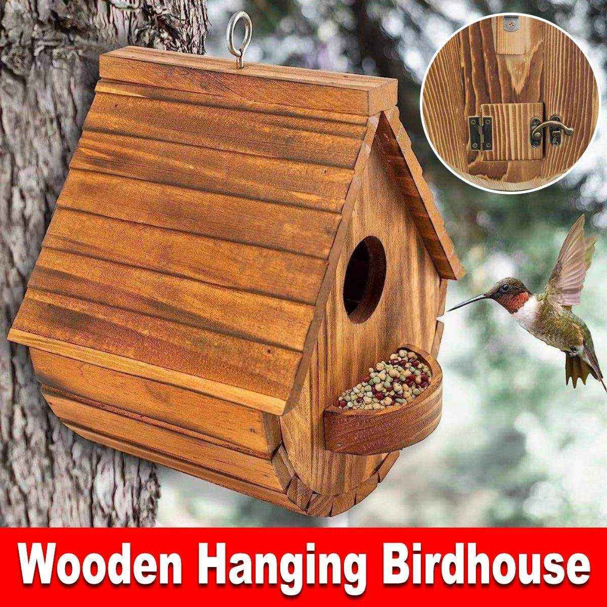 Hanging Wooden Birdhouse Outdoor Bird Shelter