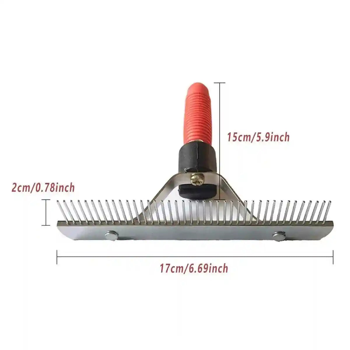 Large Dog Grooming Rake Comb Pet Hair Brush with Rubber Handle Knot Remover