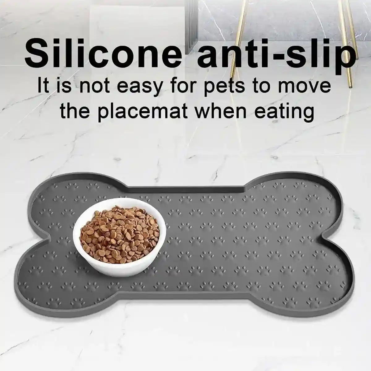 Silicone Pet Feeding Food Mat Bone Waterproof Non-slip Cat Dog Bowl Placemat Dish