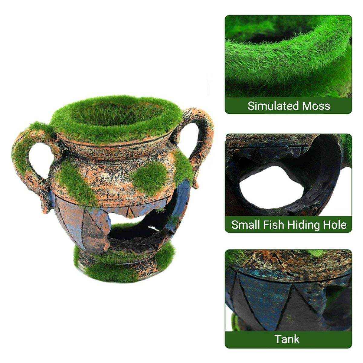 Aquarium Moss Vase Resin Fish & Shrimp Hiding Decoration