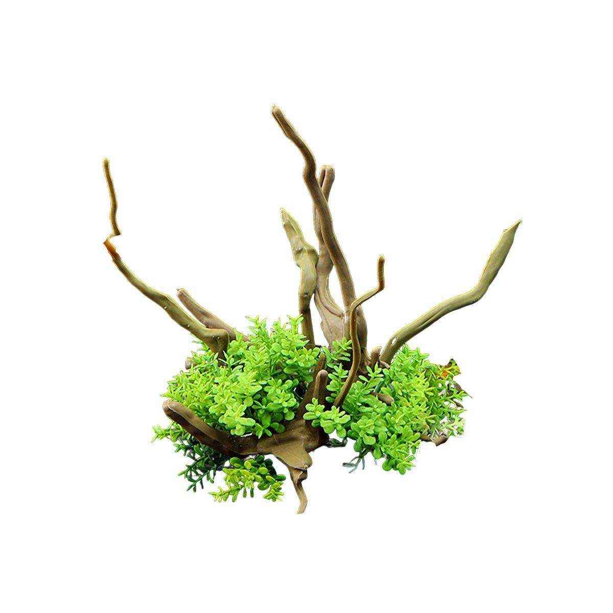 Faux Aquarium Plants Rock Decoration with Simulated Wood & Water Grass