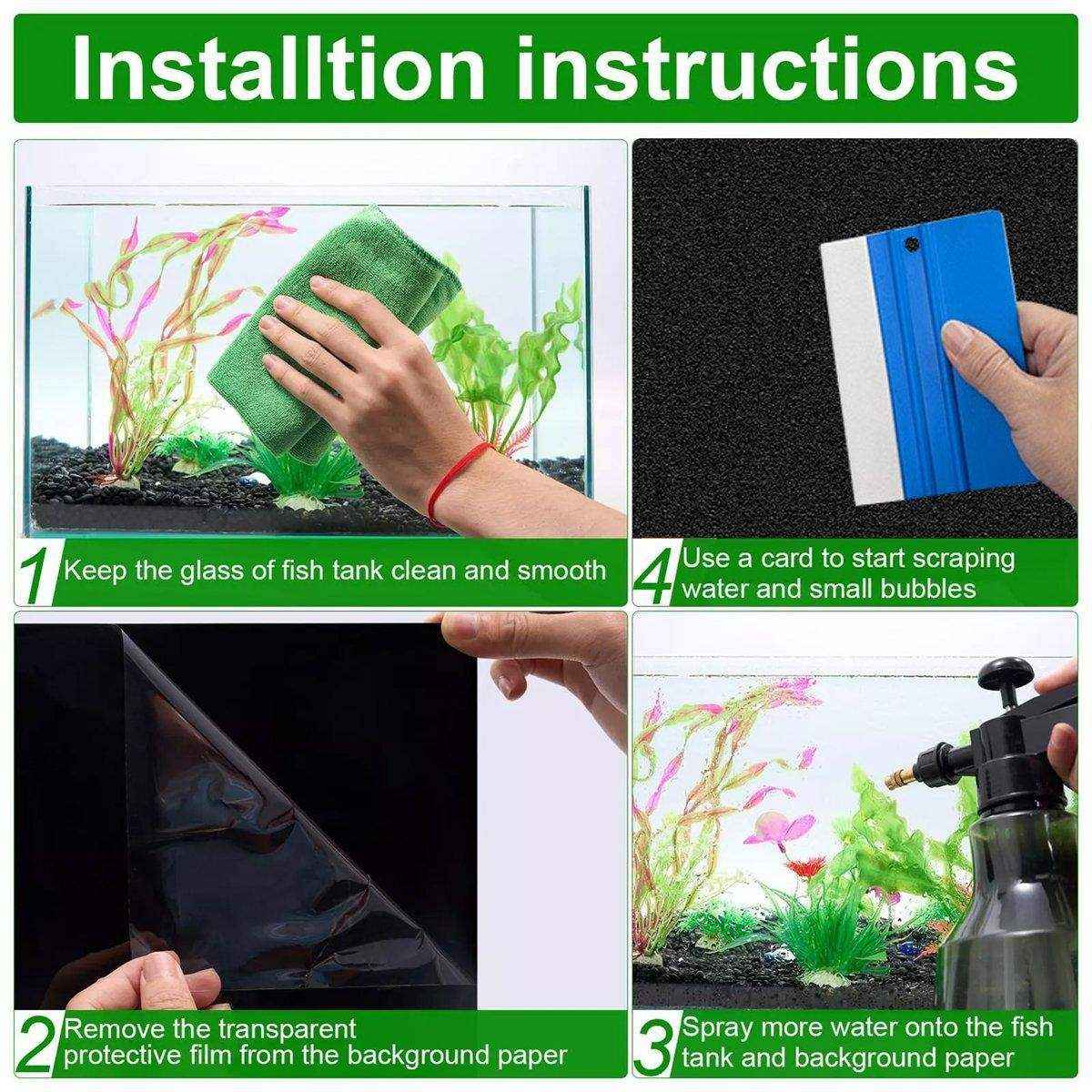 10PCS Black Aquarium Background Sticker Waterproof Fish Tank Film