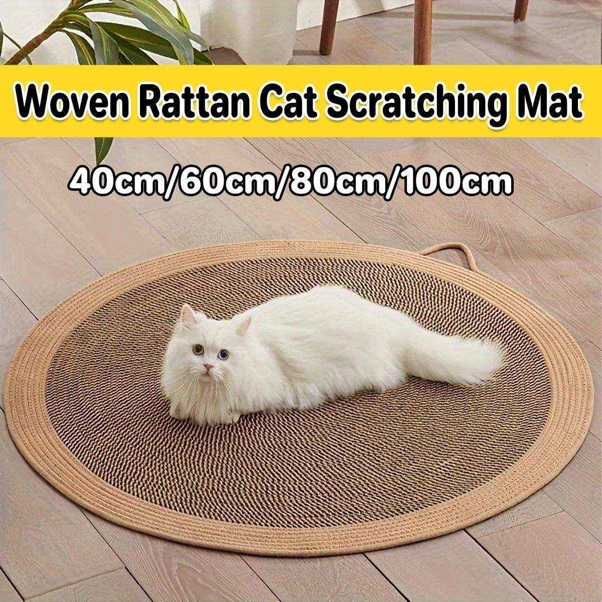 Woven Rattan Cat Scratching Mat Durable Scratch Board & Sleeping Pad