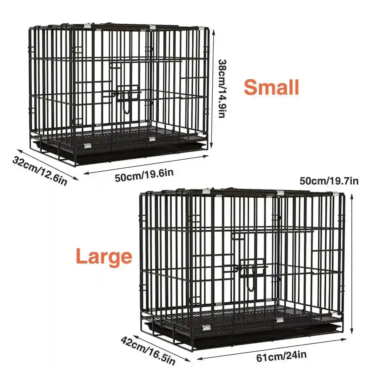 Foldable Iron Dog Cage Durable & Spacious Crate with Pull-Out Tray