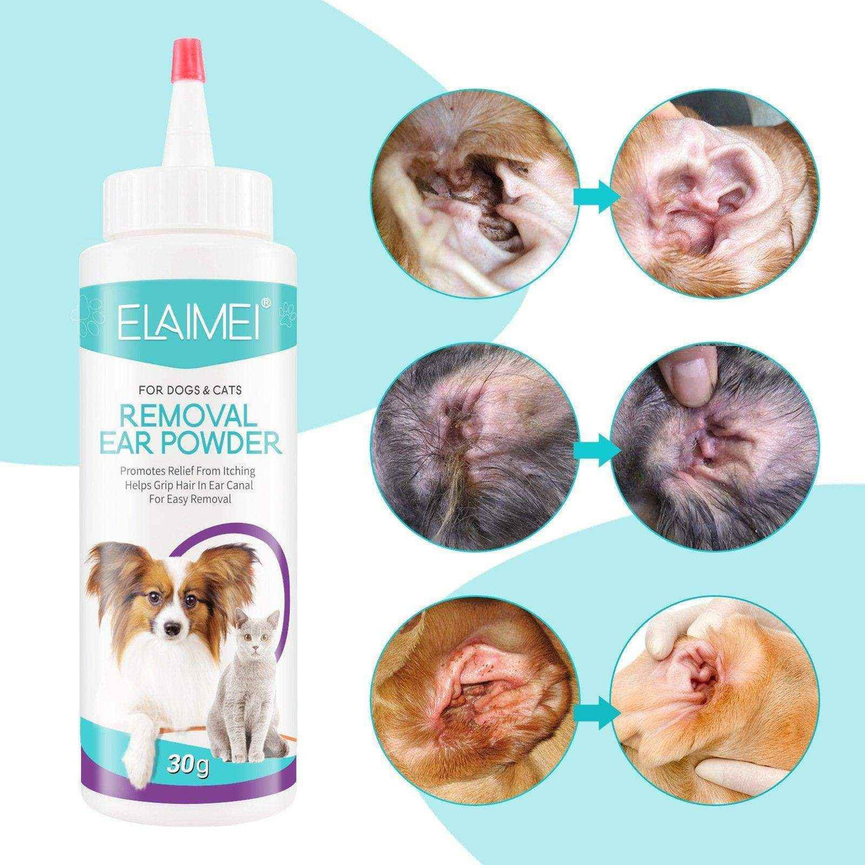 Pet Ear Cleaner Powder for Dogs and Cats