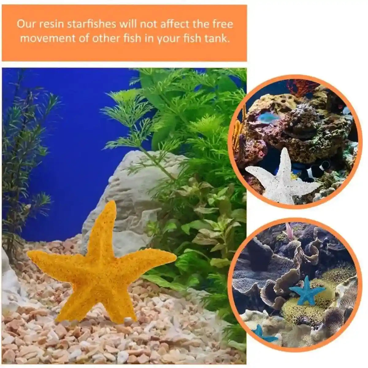 4 X Vibrant Aquarium Starfish Decorations Set