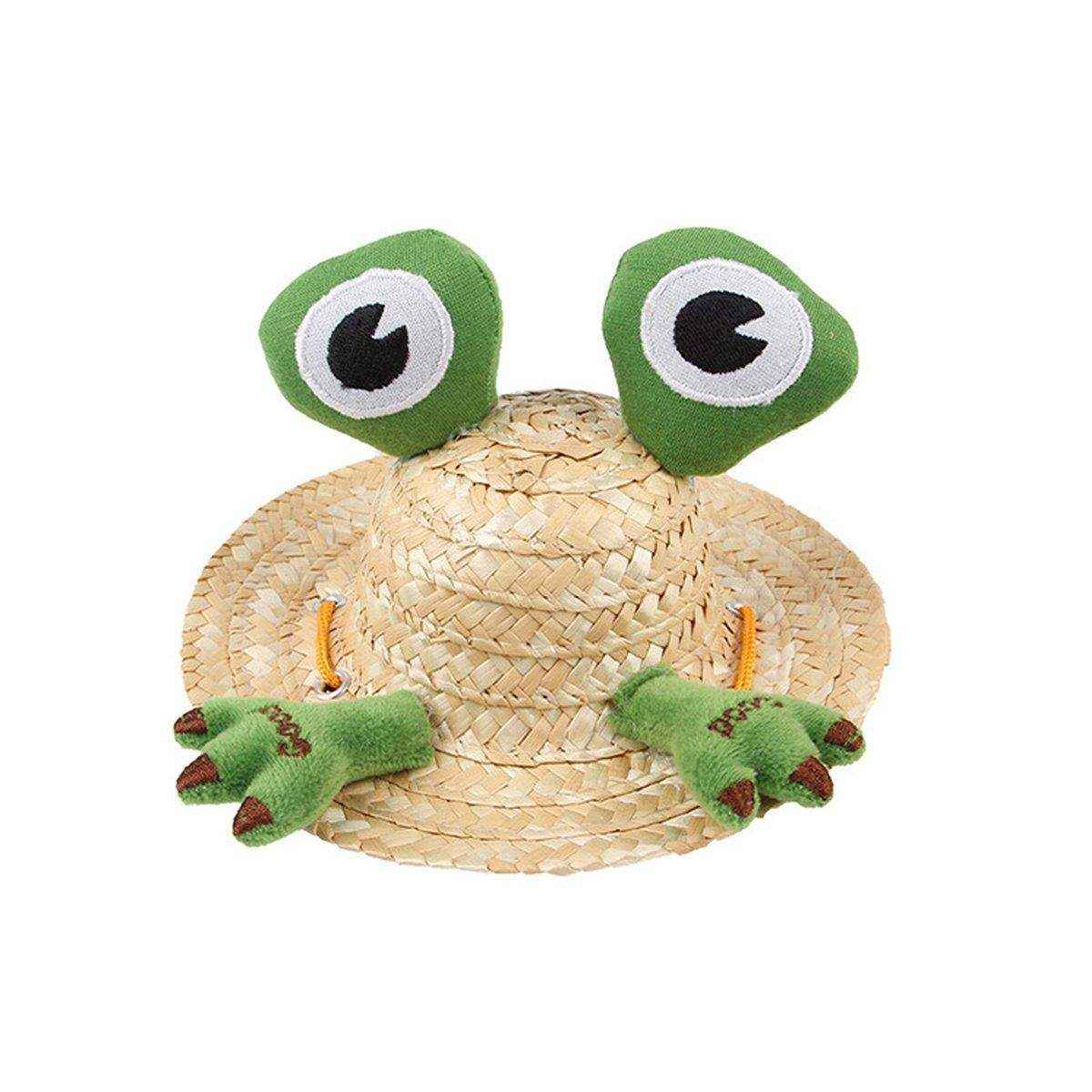 Pet Straw Hat Bamboo Dragonfly Cat And Dog Headwear Puppy Sun Hat Decoration