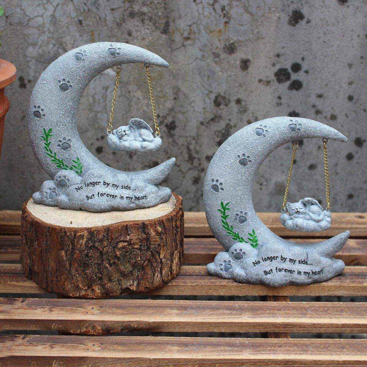 Moon-Themed Pet Memorial Resin Cat or Dog Tribute for Garden & Home