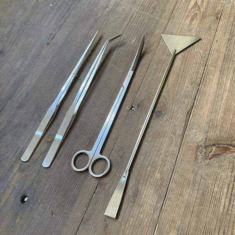 Aquarium Tool Kit Stainless Steel Aquatic Plant Tweezers Scissors Spatula Set