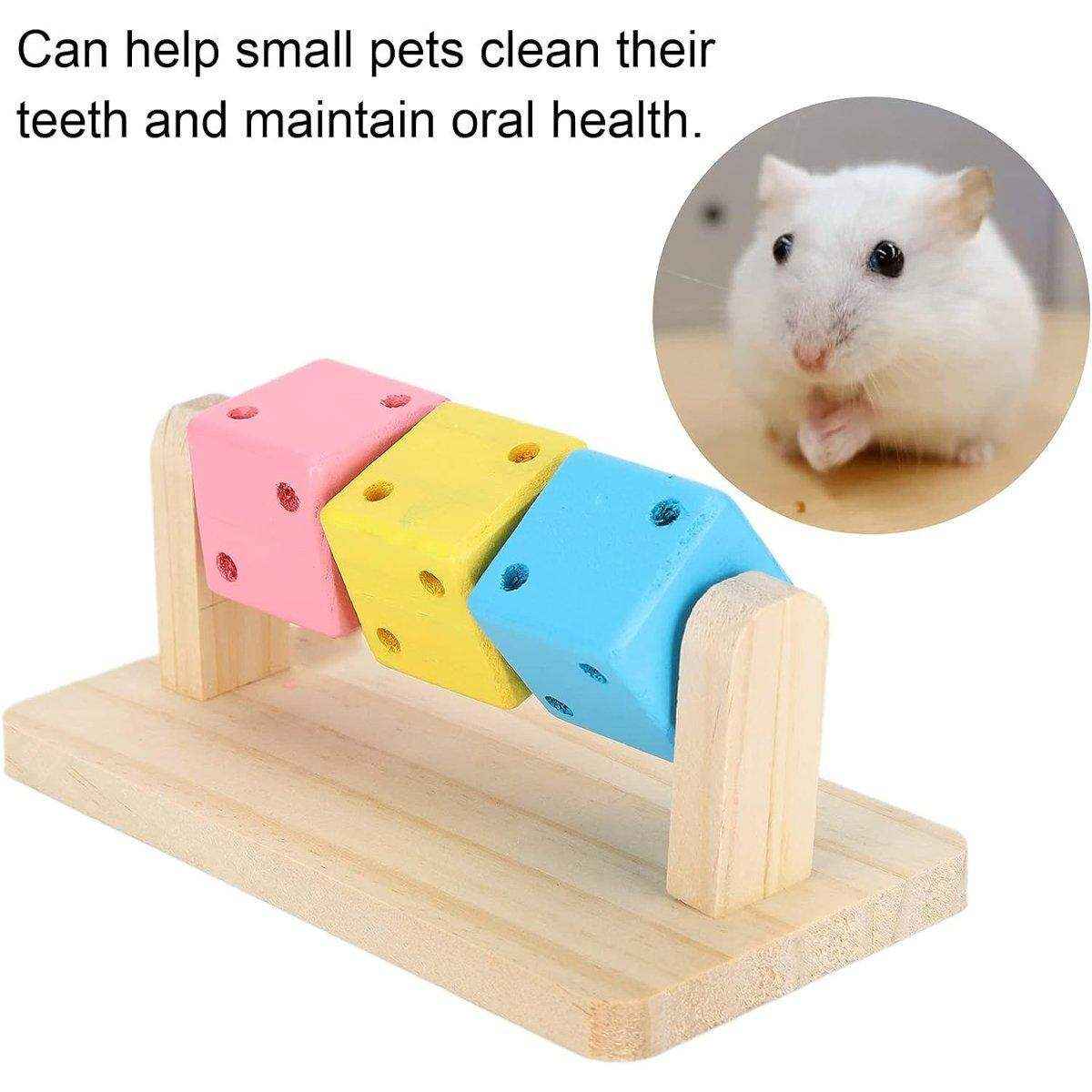 Wooden Chew Toy with Colorful Blocks Small Pet Toys
