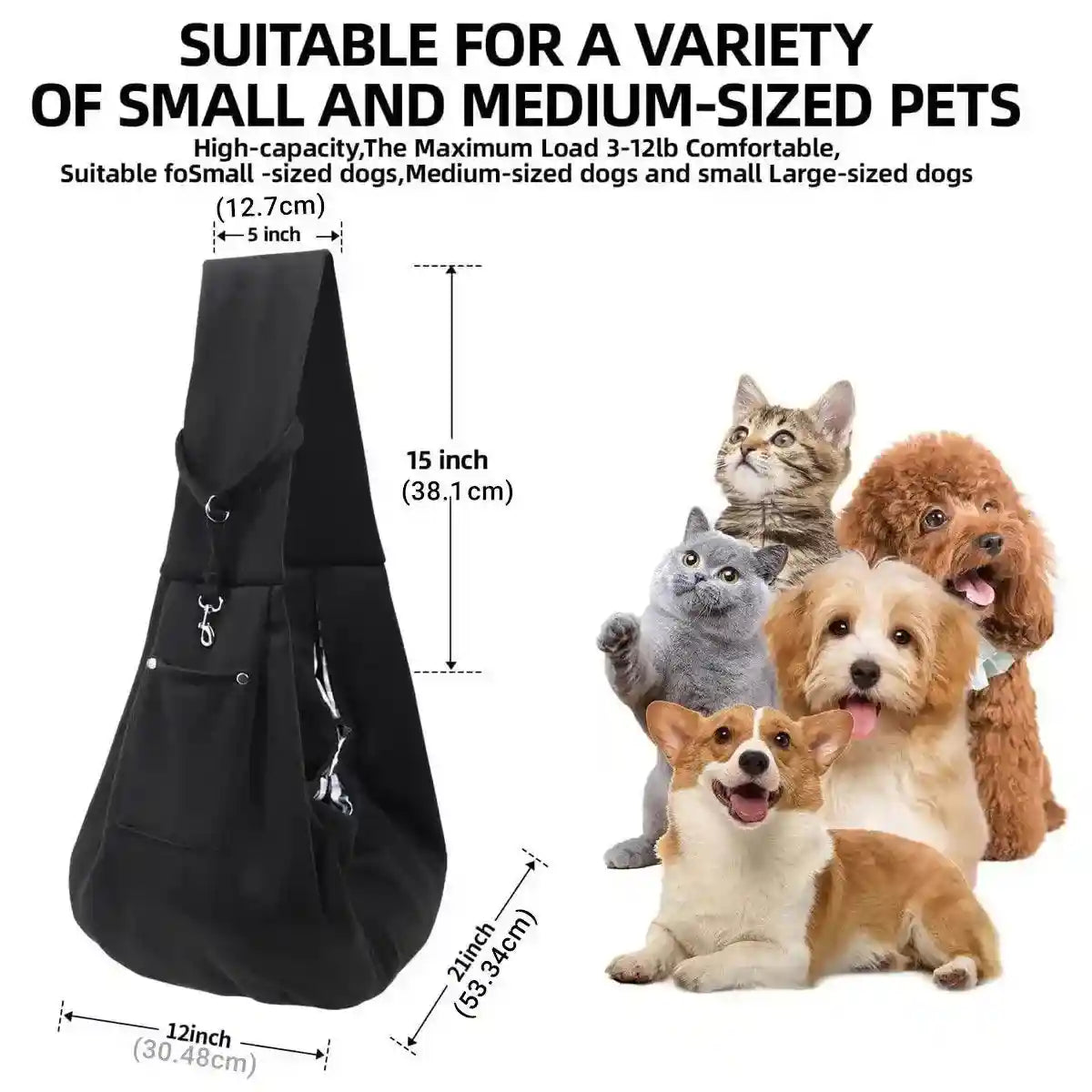 Comfortable Dog Sling Carrier for Small and Medium Pets