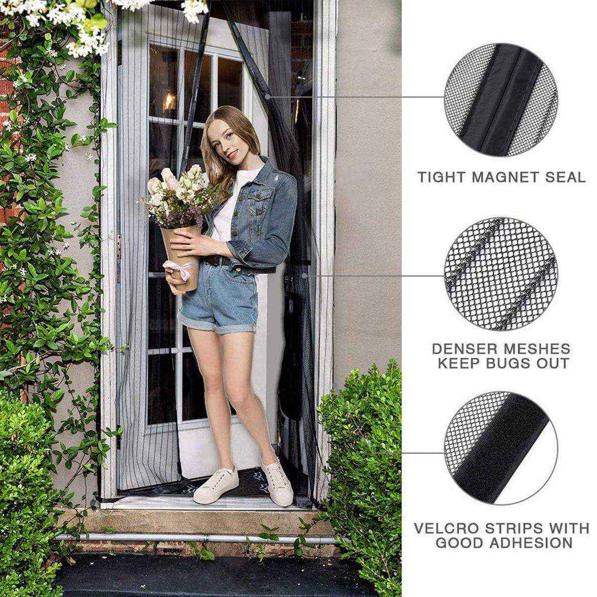 Striped Magnetic Screen Pet Door Curtain Anti Mosquito Mesh Door