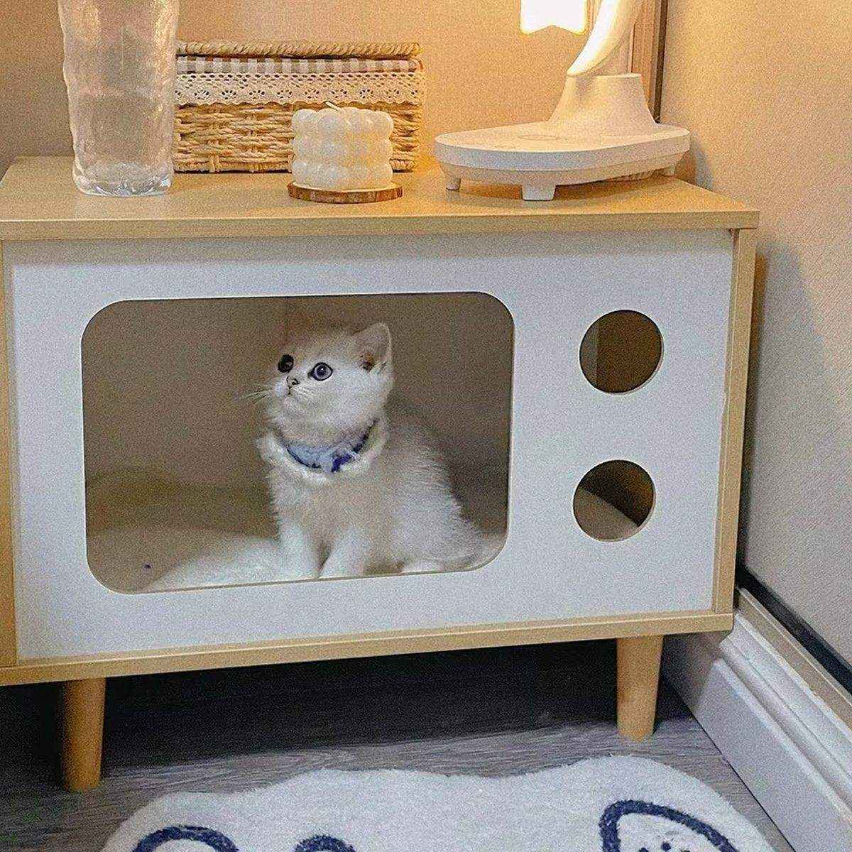 Wooden Pet House Modern Cat Dog Bed Furniture