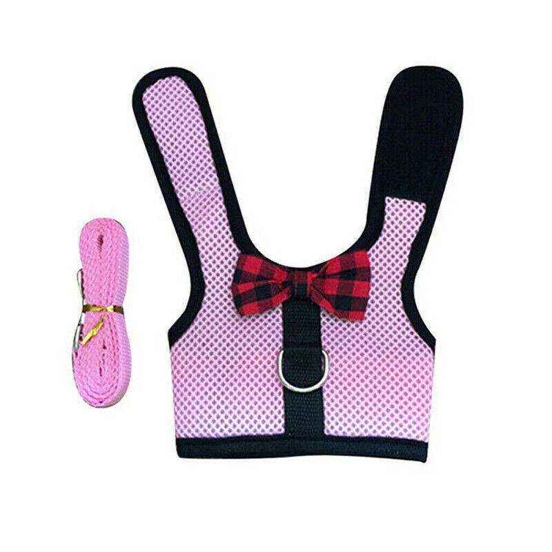 Adjustable Mesh Rabbit Harness with Leash for Small Pets
