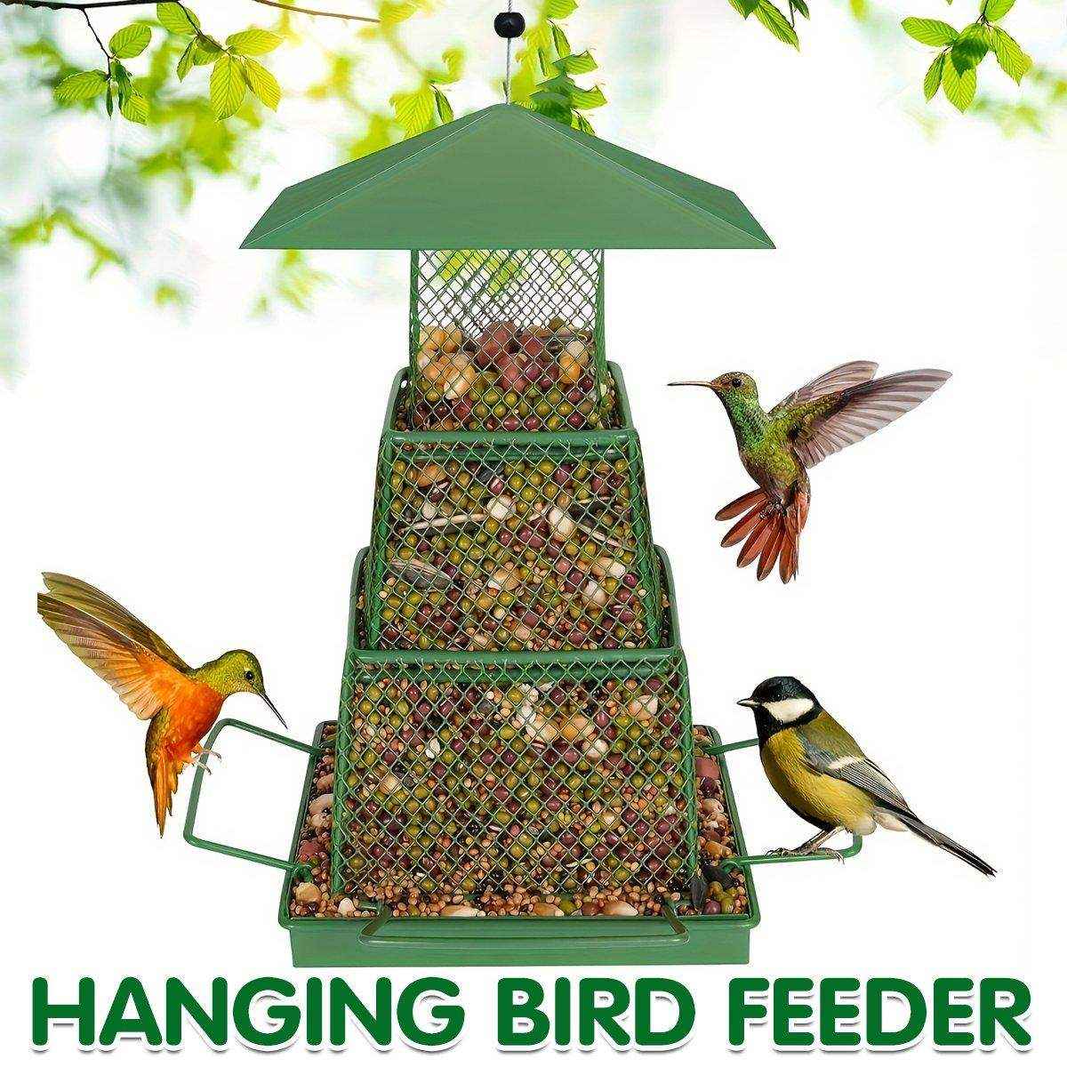 Durable Hanging Bird Feeder with Locking Lid & 360° Perch