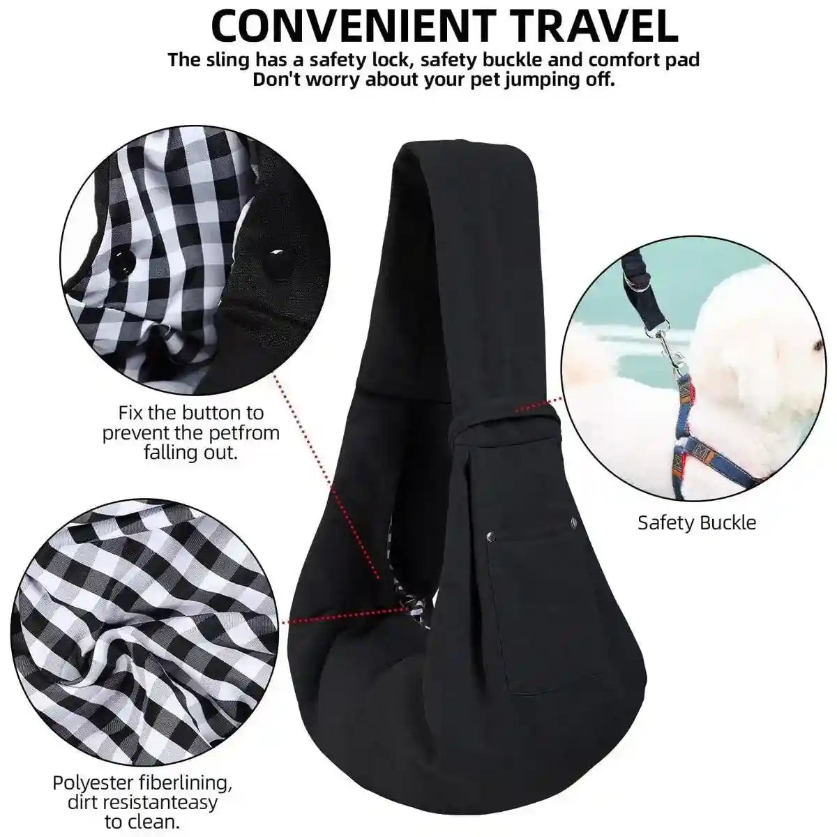 Comfortable Dog Sling Carrier for Small and Medium Pets