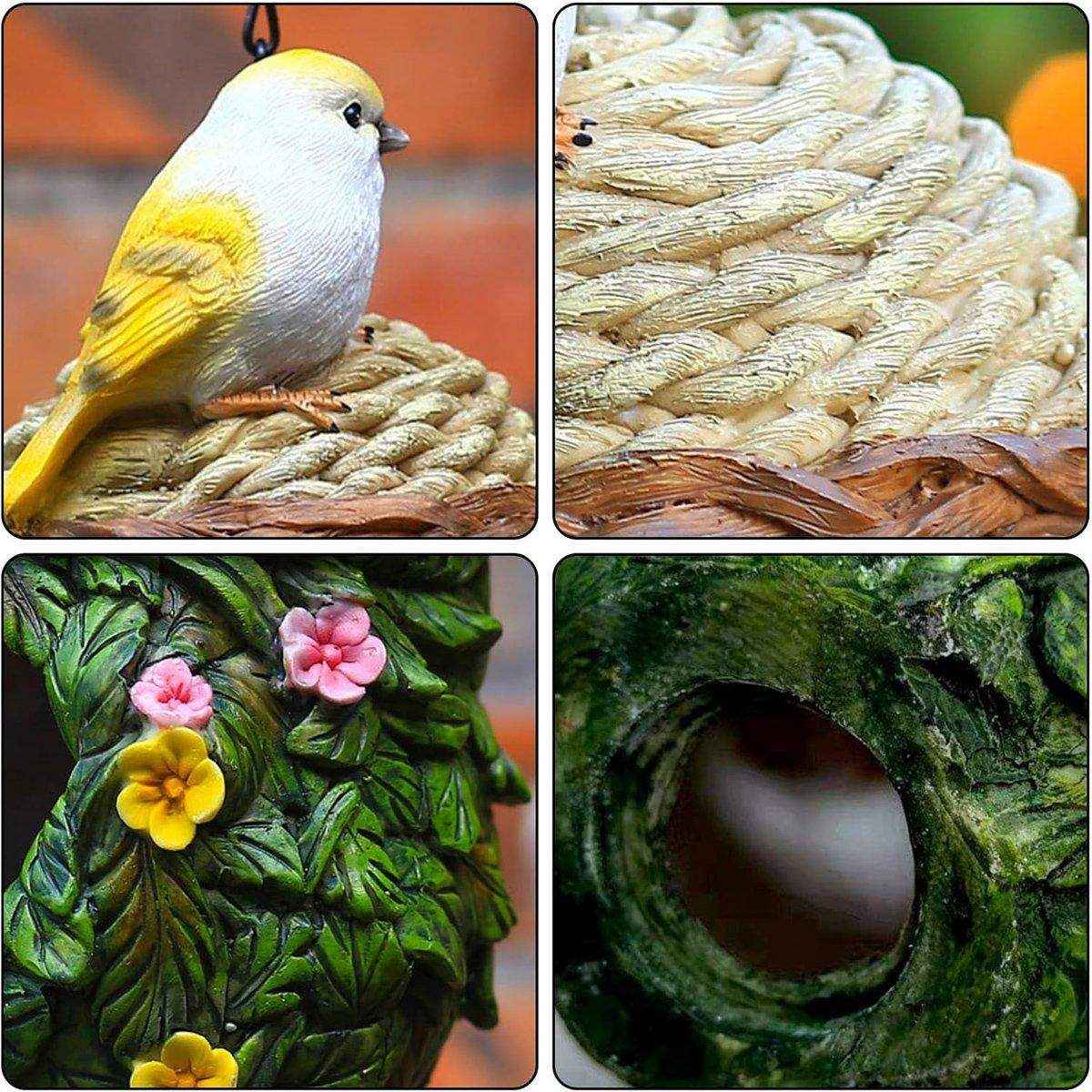 Hanging Resin Birdhouse Hand-Painted Outdoor Garden Decor