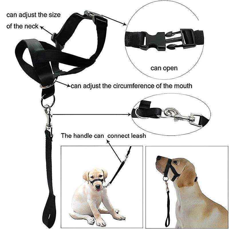 Adjustable Dog Muzzle Head Halter for Anti-Pull Training & Control