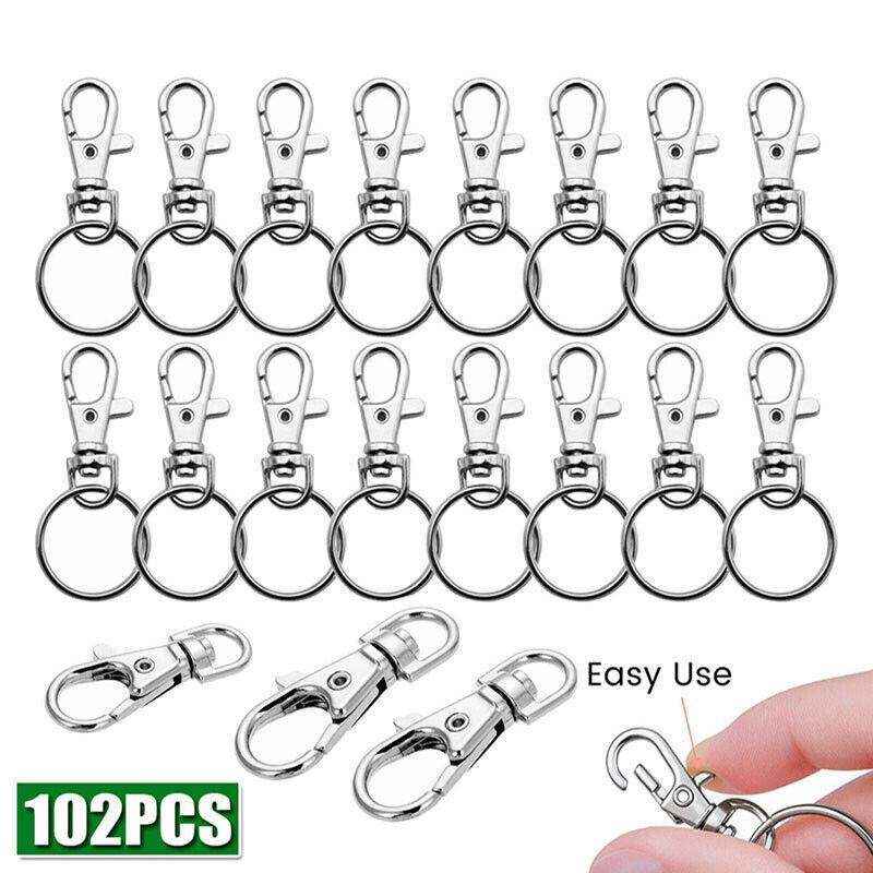 Stainless Steel Keychain Rings Durable DIY Clasps (102PCS Set)