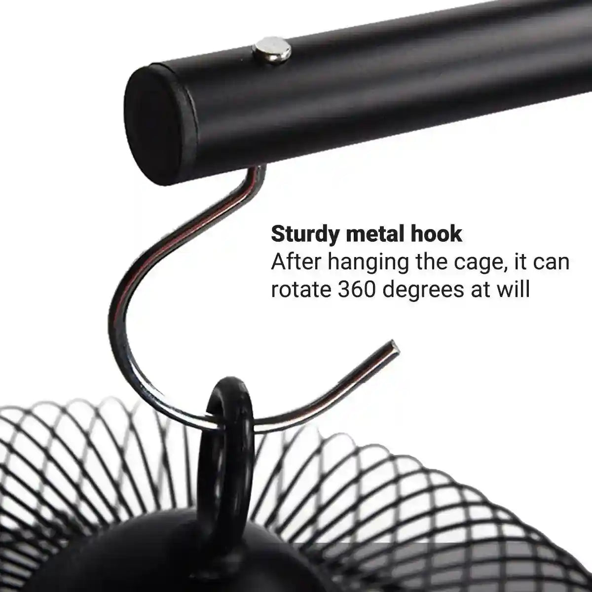 Adjustable Birdcage Stand Sturdy Metal Parrot Cage Holder with 360° Hook