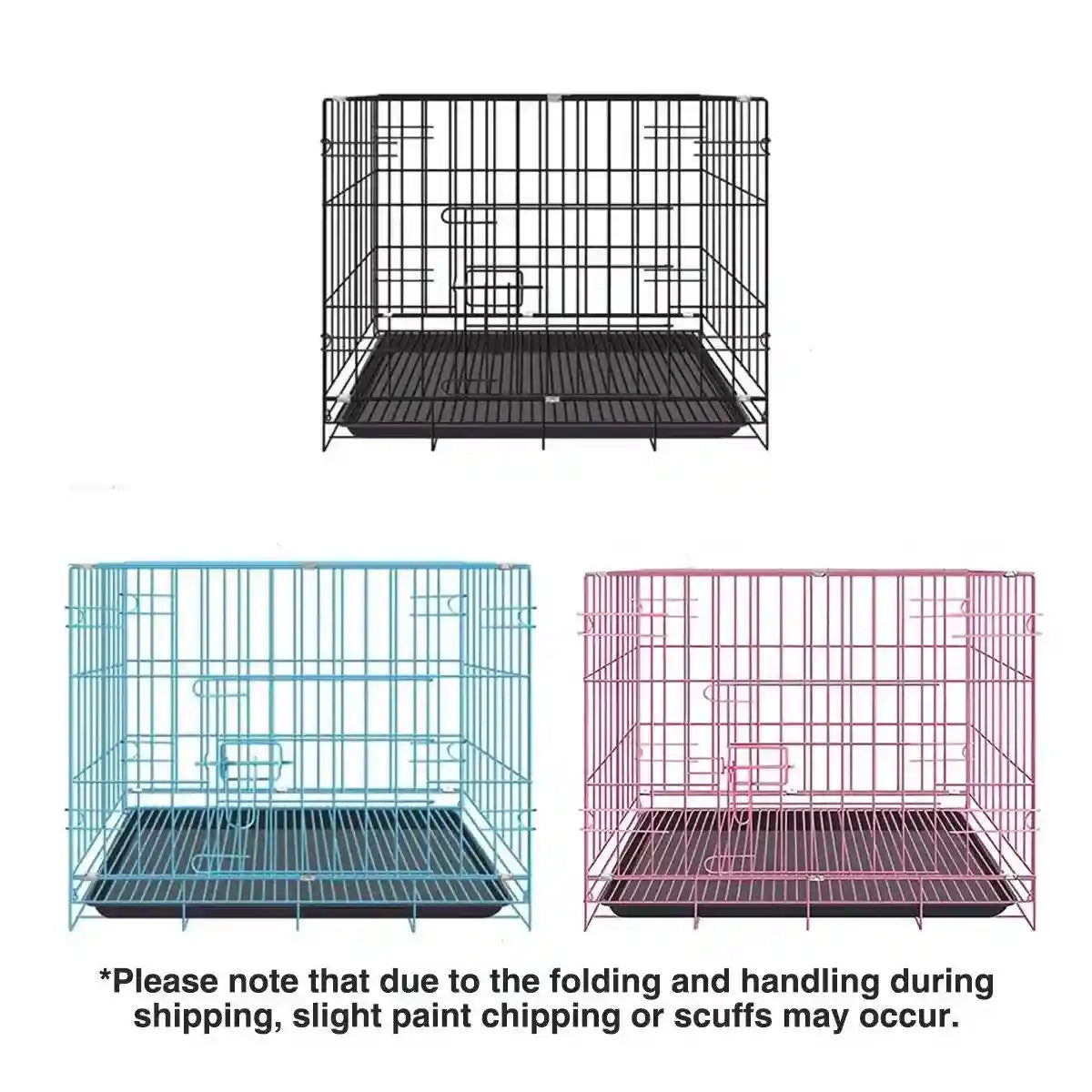 Foldable Iron Dog Cage Durable & Spacious Crate with Pull-Out Tray