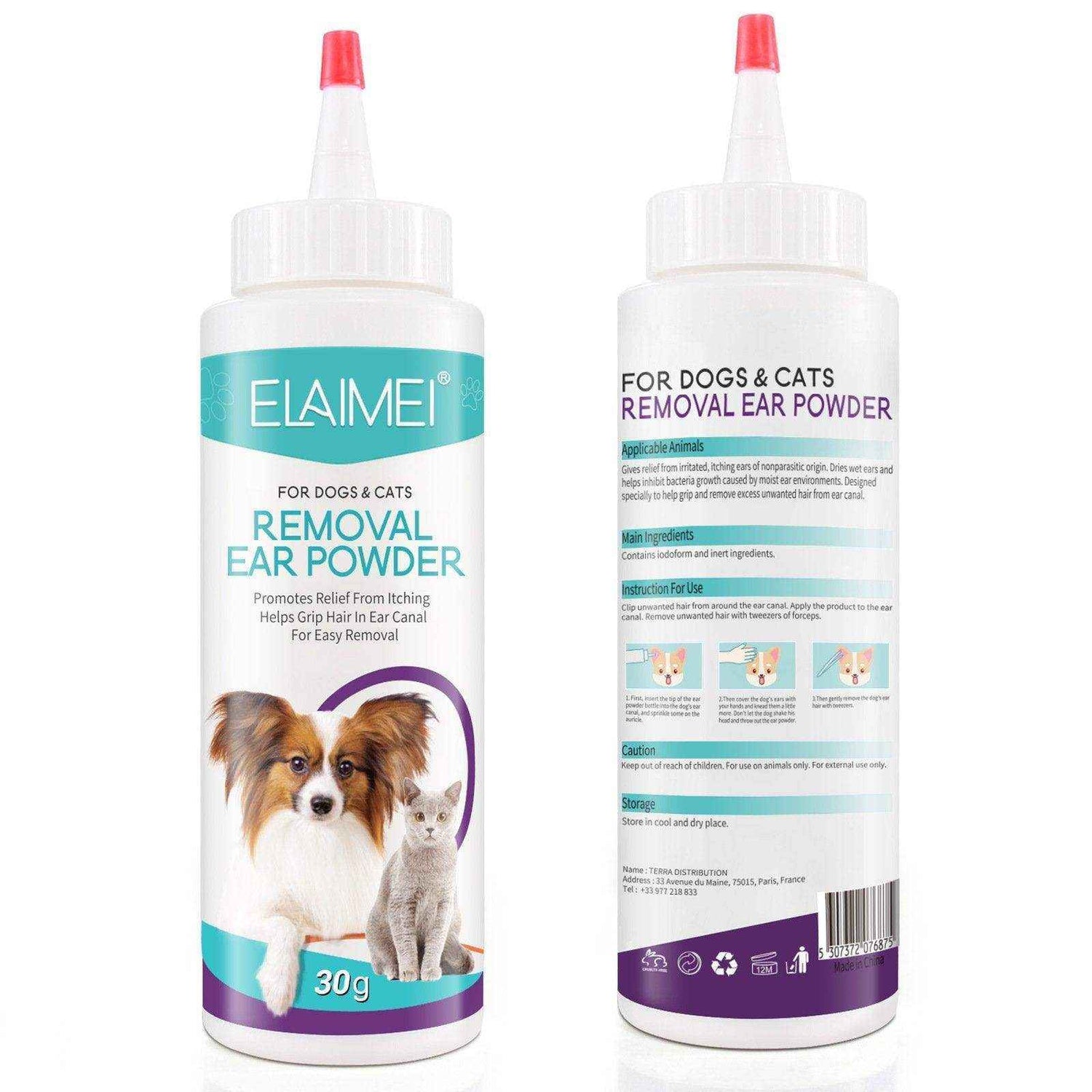Pet Ear Cleaner Powder for Dogs and Cats