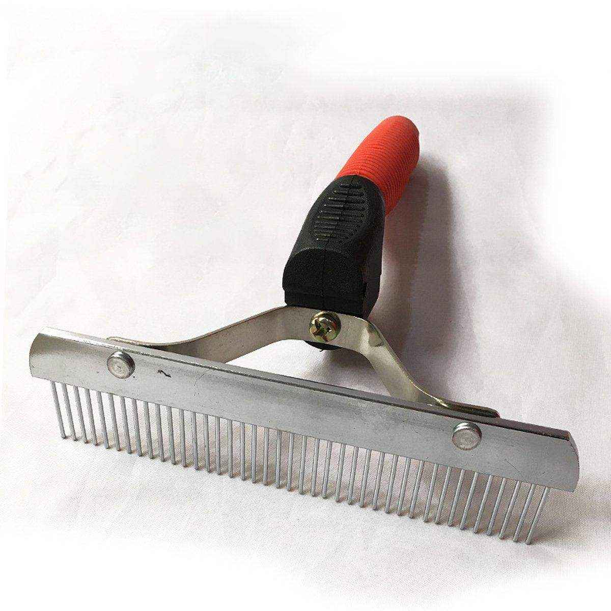 Large Dog Grooming Rake Comb Pet Hair Brush with Rubber Handle Knot Remover