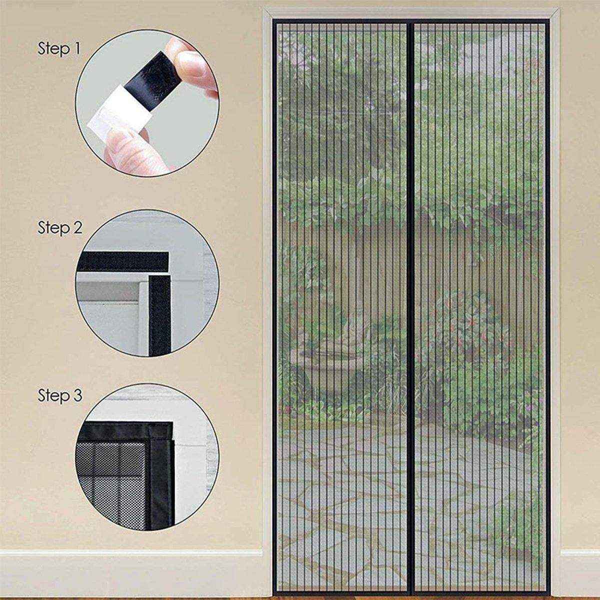 Striped Magnetic Screen Pet Door Curtain Anti Mosquito Mesh Door