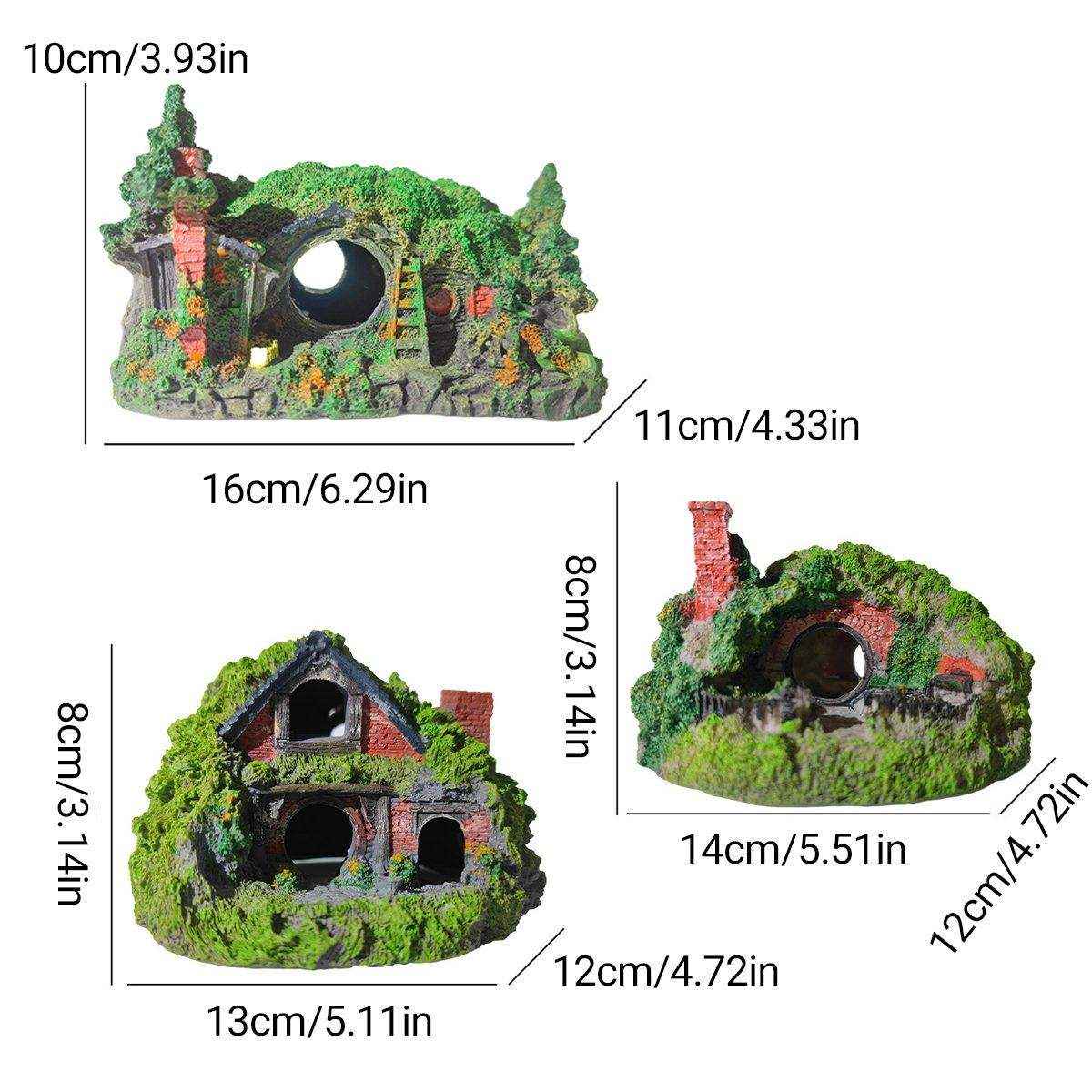 Grass House Aquarium Ornament Realistic Fish Tank Decoration for Fresh & Saltwater