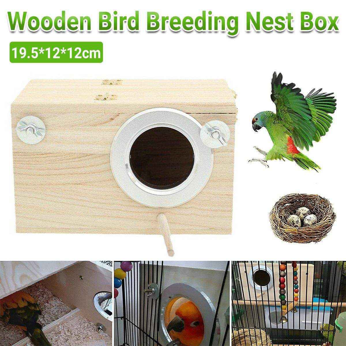 Right Opening Breeding Box Durable Wooden Nesting Box for Parrots