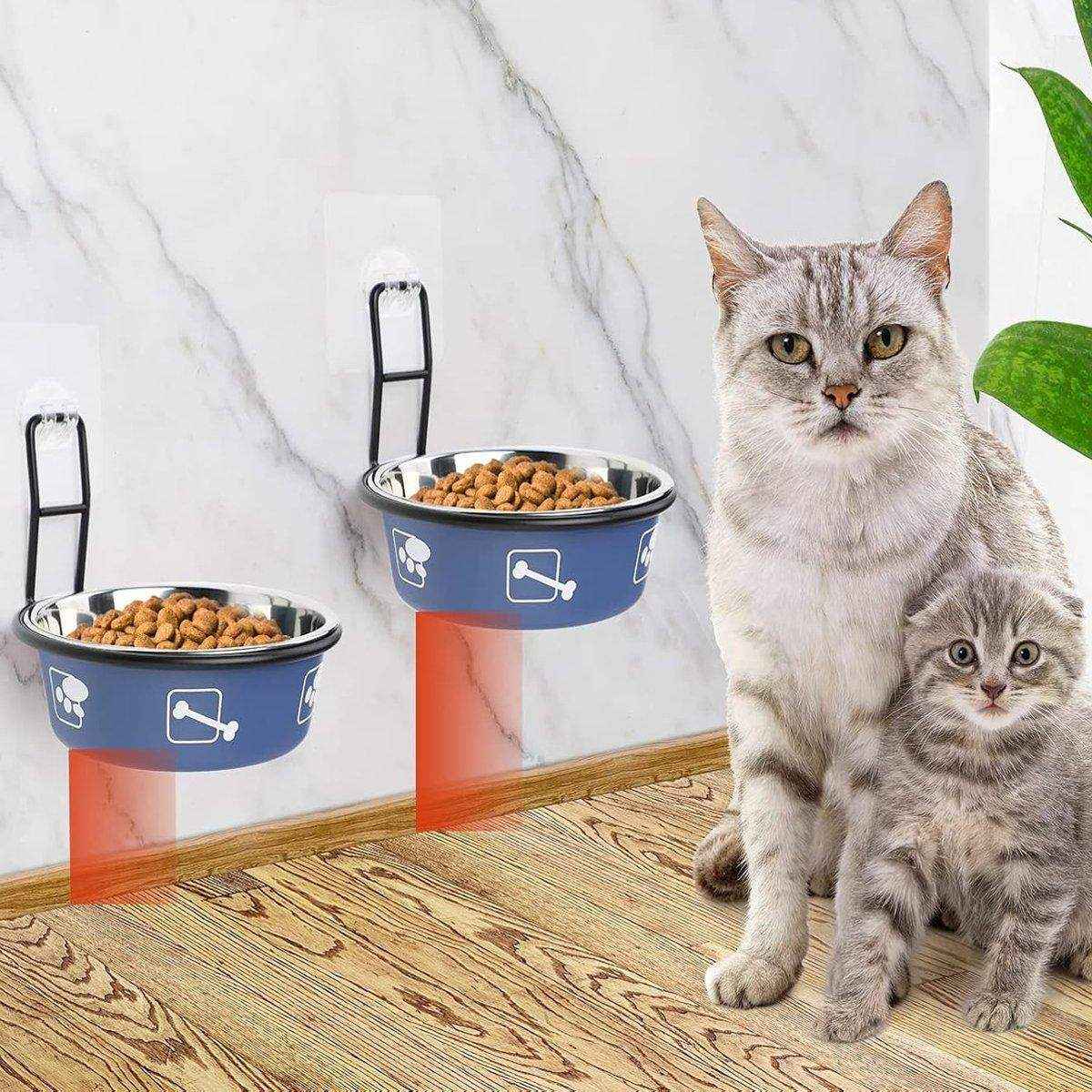 Wall-Mounted Stainless Steel Pet Bowl for Cats and Small Dogs Durable & Stylish