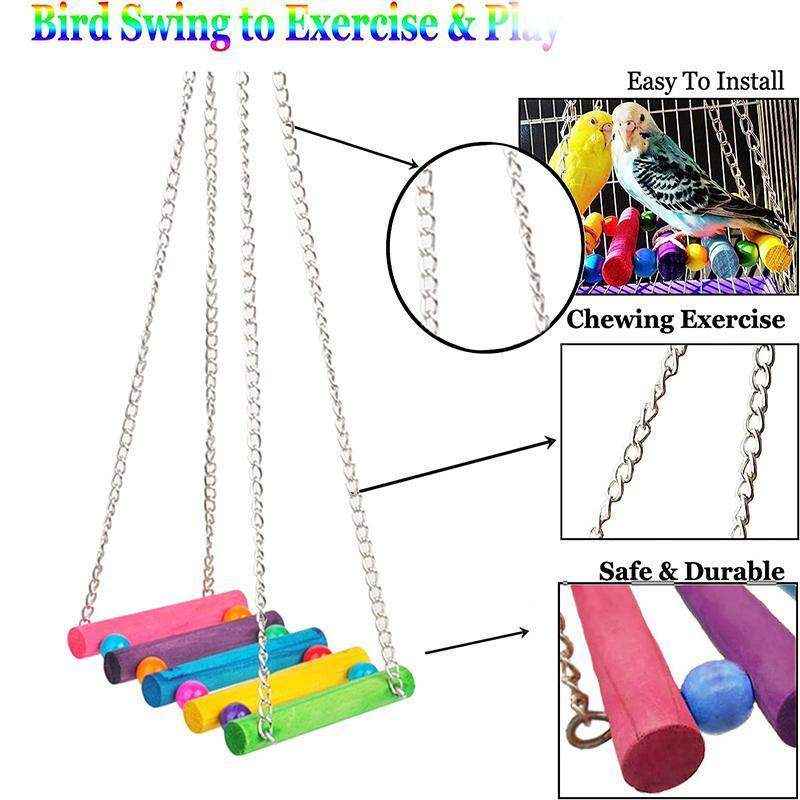5PCS Interactive Hanging Bird Toys Set for Parrots and Small Birds