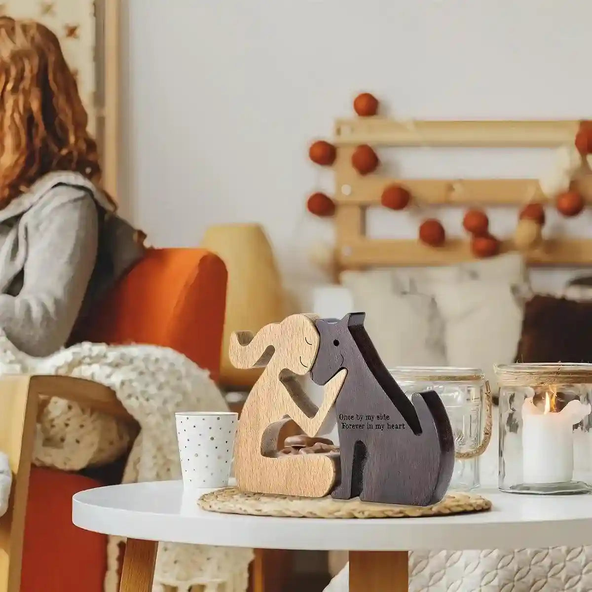 Puppy Wooden Ornament Pet Memorial Desktop Decoration for Home or Office Display