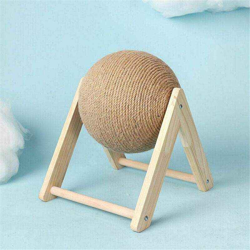 Interactive Wooden Sisal Cat Scratcher Ball Toy For Indoor Cats