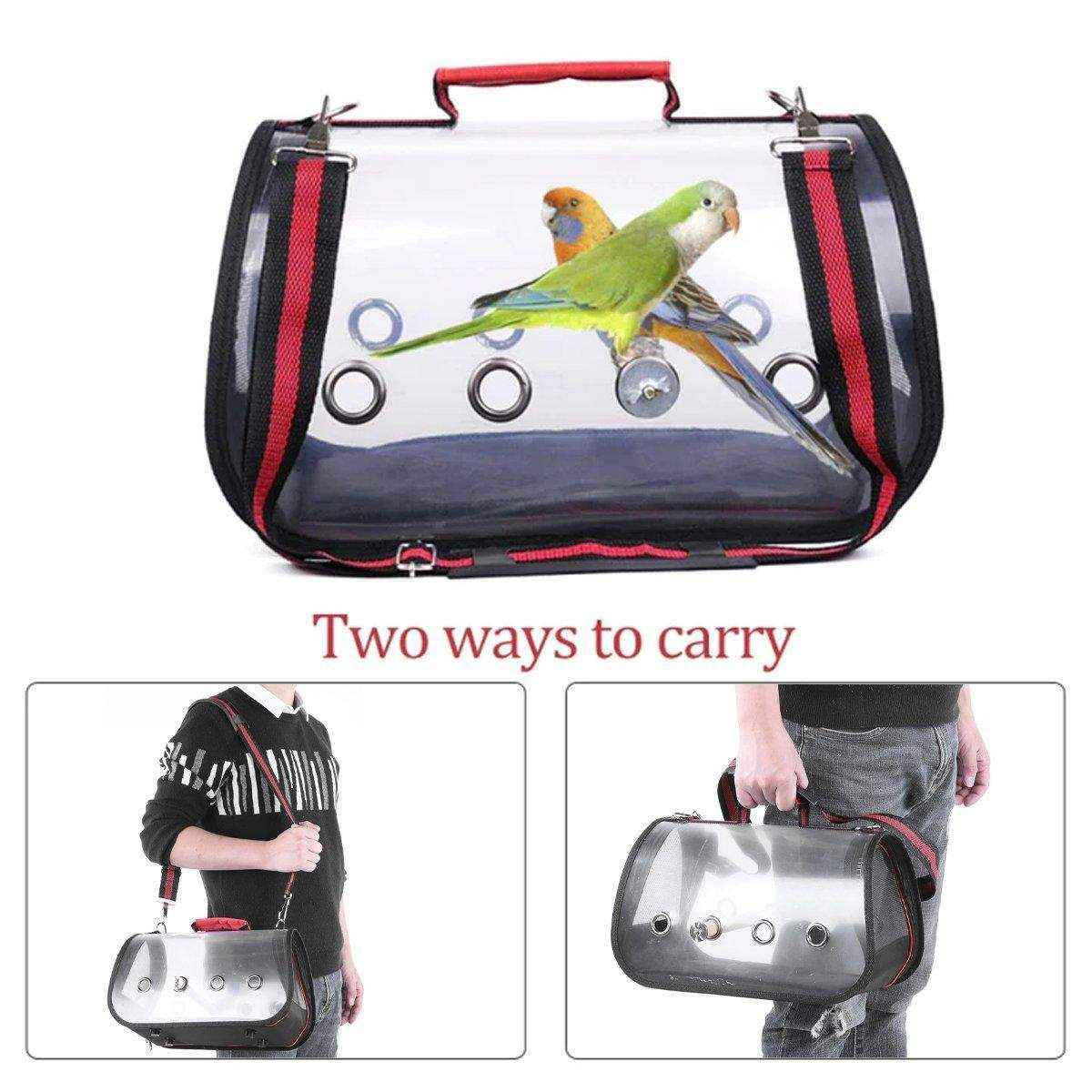 Portable Pet Bird Parrot Carrier Transparent Breathable Travel Cage
